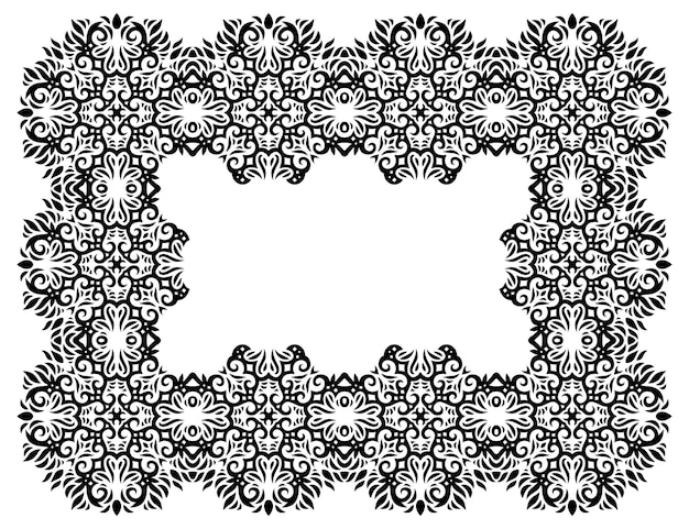 Vector clip art with isolated black tribal frame