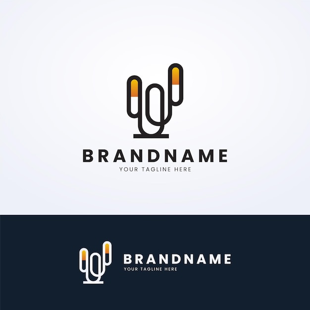 Clip and lamp monoline logo design template