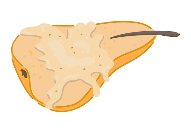 Clipart di pera caramellata al forno doodle di un sano dessert autunnale illustrazione vettoriale in stile cartone animato isolata su sfondo bianco