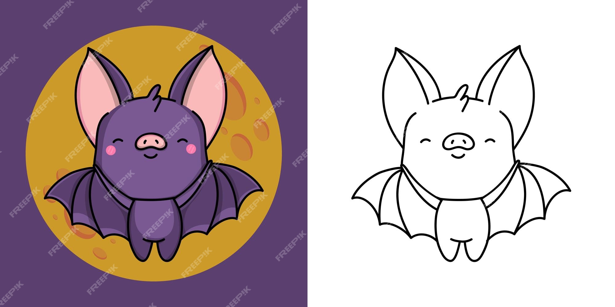 Premium Vector | Clipart bat multicolored and black and white. cute clip art flittermouse. Premium Vector | Clipart bat multicolored and black and white. cute clip art flittermouse.