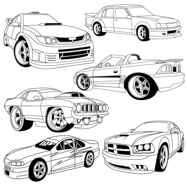 Clipart auto contorno nero bianco icona disegno vettoriale