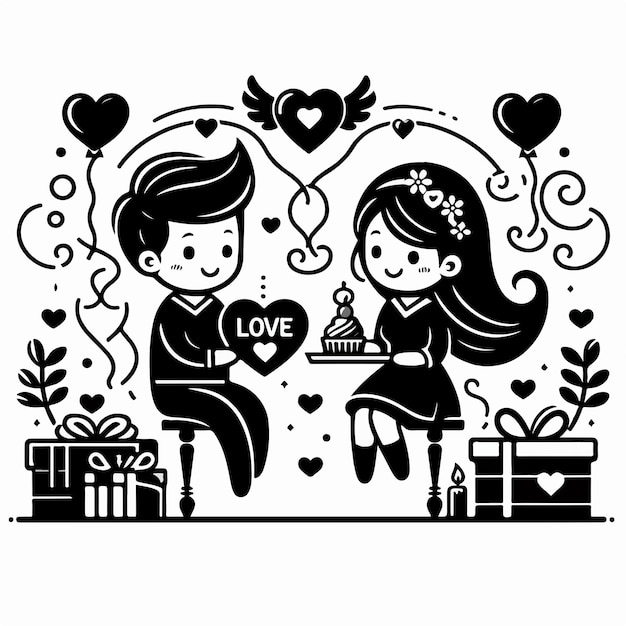 clipart couple vector valentine day