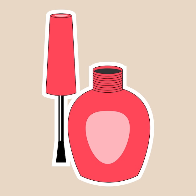 Vector clipart drawn open bottle with nail polish sticker womens cosmetics