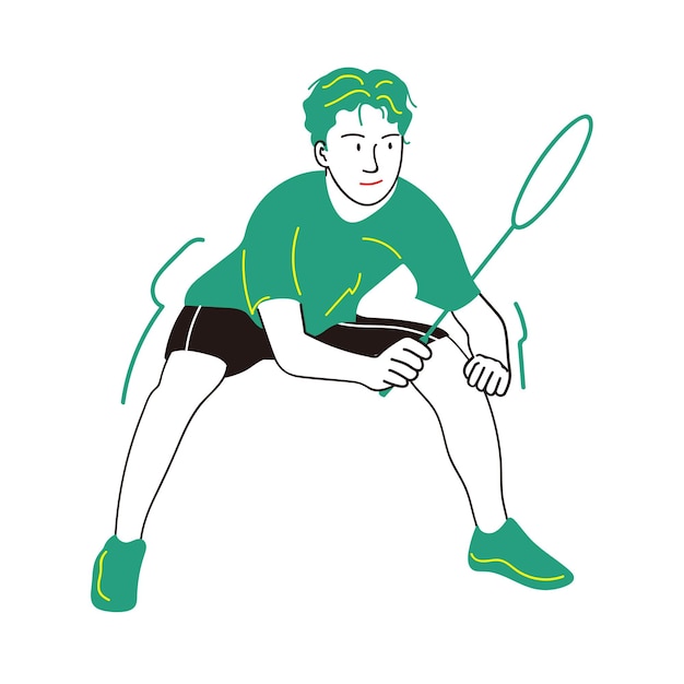 clipart, illustratie, grafisch, badminton
