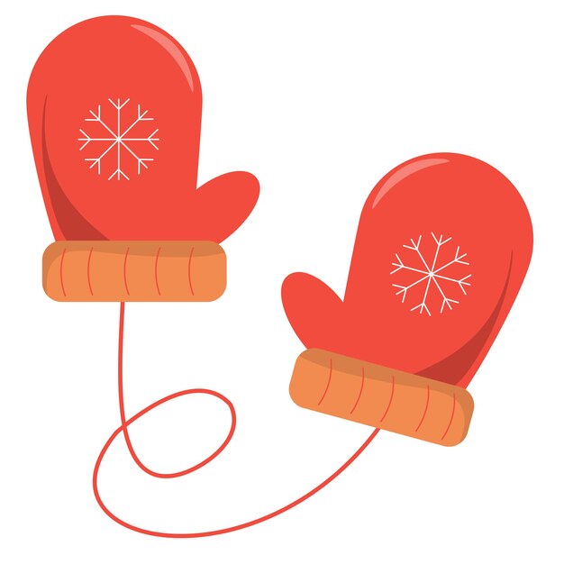 Vector clipart red mittens with snowflakes