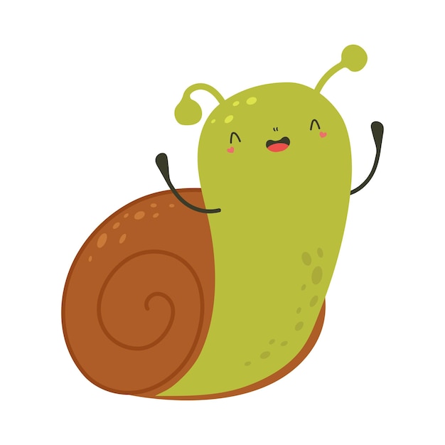 Clipart snail in cartoon style.  happy clip art snail.