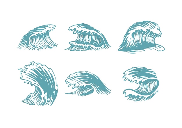 Vector clipart vintage waves color