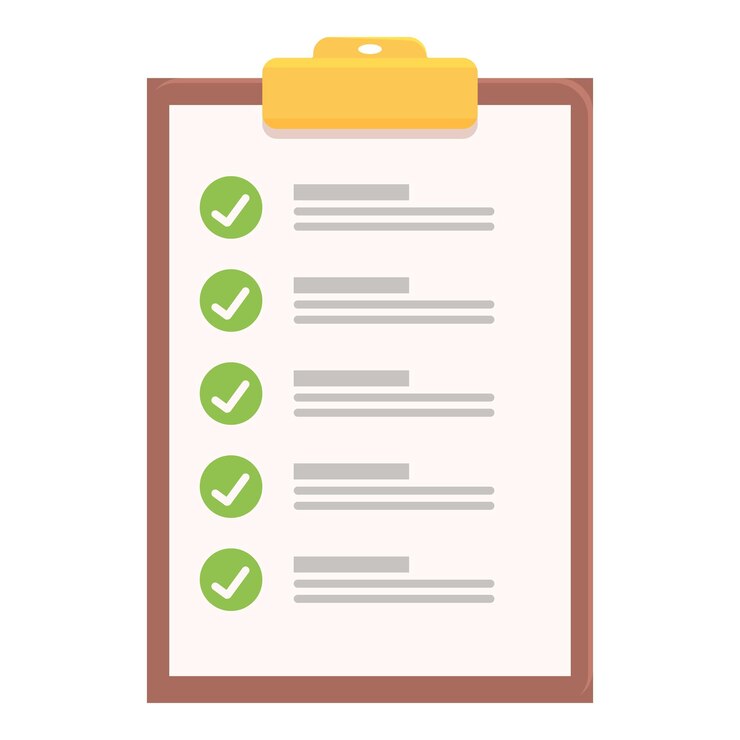 Vector clipboard showing completed tasks with check marks