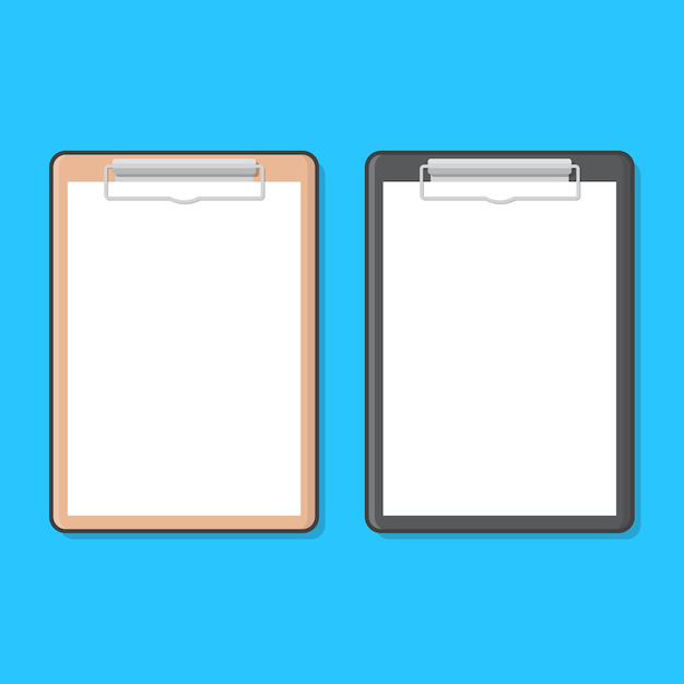 Clipboard with blank white paper   illustration. flat  of clipboard