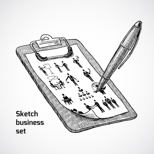 Clipboard with business sketch