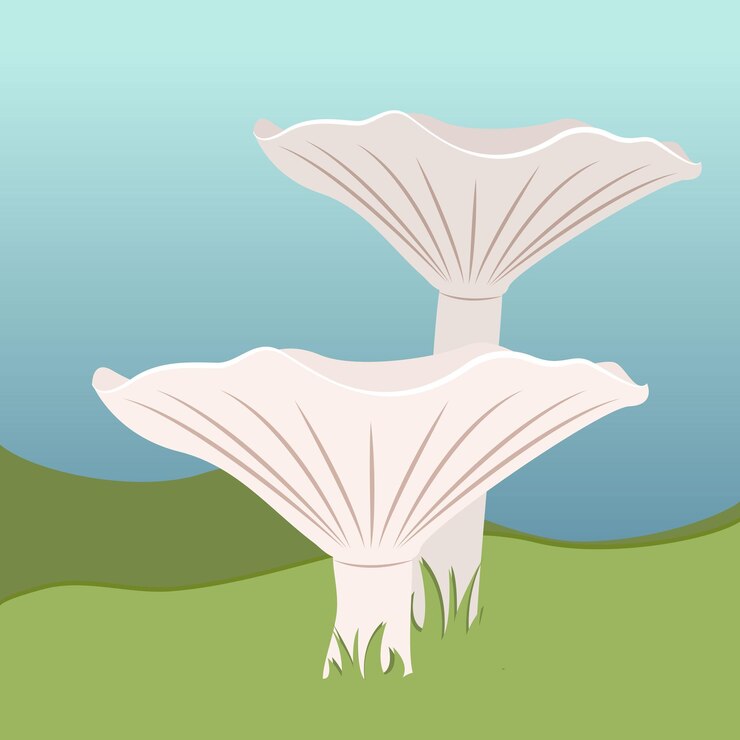 Вектор clitocybe lepista nebularis или векторная иллюстрация облачного воронкообразного гриба