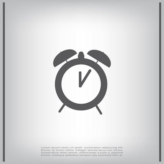 Clock alarm clock symbol Vector illustration on a gray background Eps 10
