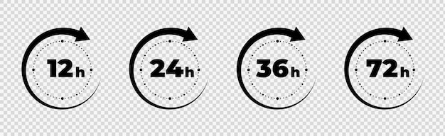 Vector clock arrow      hours set of delivery service time icons