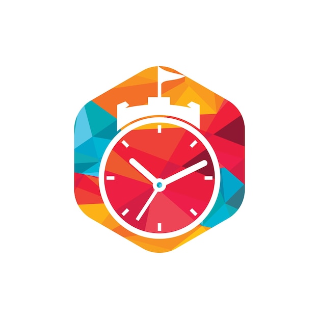 Clock castle vector logo design