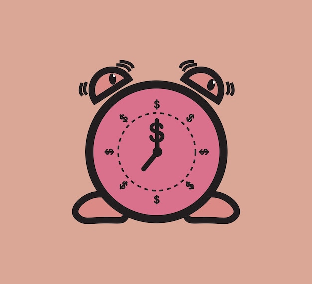 Vector clock character illustration used for shirt design