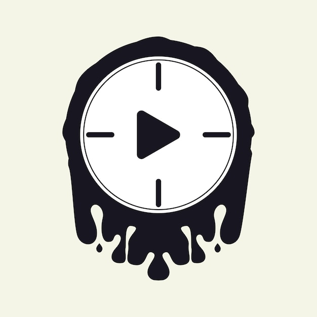 The clock The clock Melts with play button silhouette vector slow moving no spirit concept Melts with play button silhoutte vector Slow moving no spirit concept