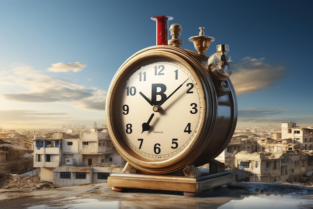 Clock in the desert 3d illustration