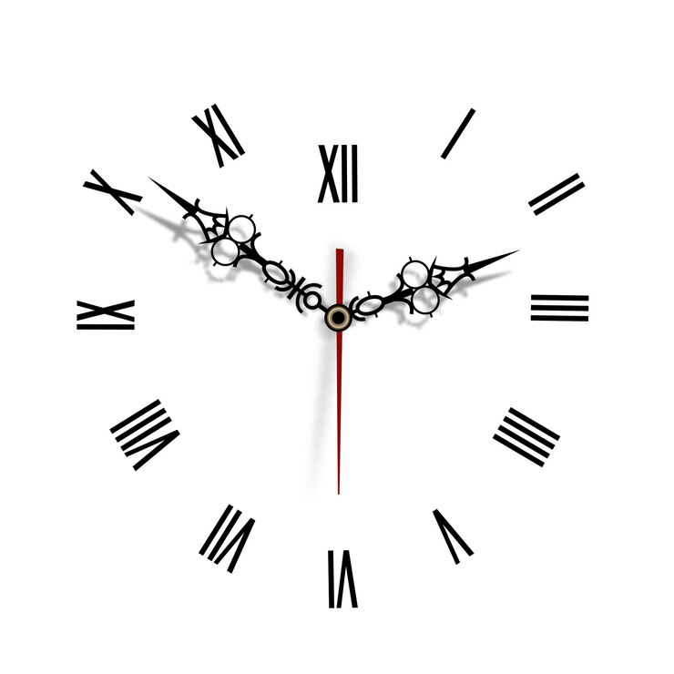 Vector clock face mockup hour minute and second hands with a time scale for vintage roman numerals watches 3d vector isolated template
