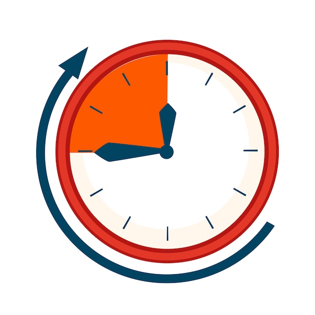 Clock face with deadline time flat illustration