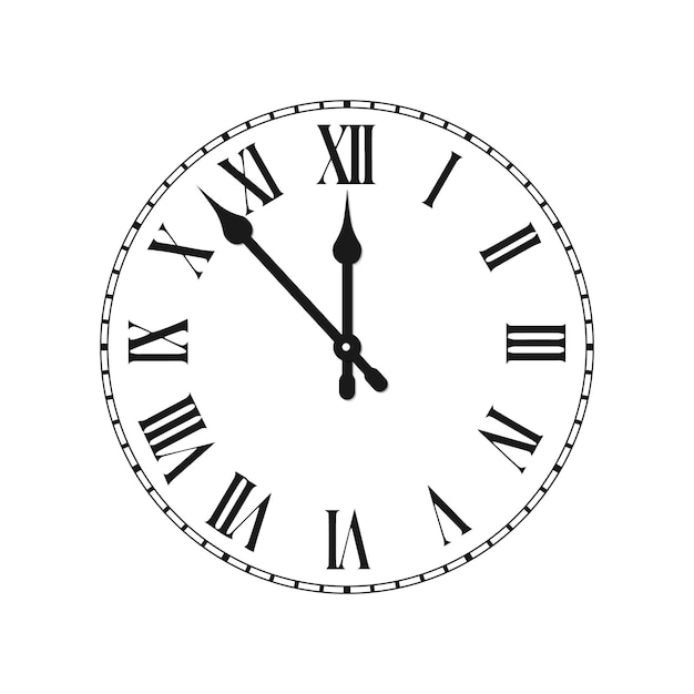 Clock face with roman numerals Vector illustration