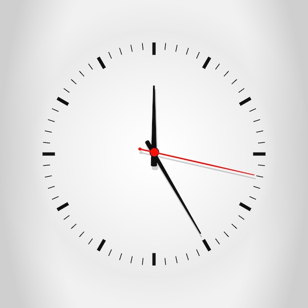 Clock face with shadow on white background. Vector illustration EPS10