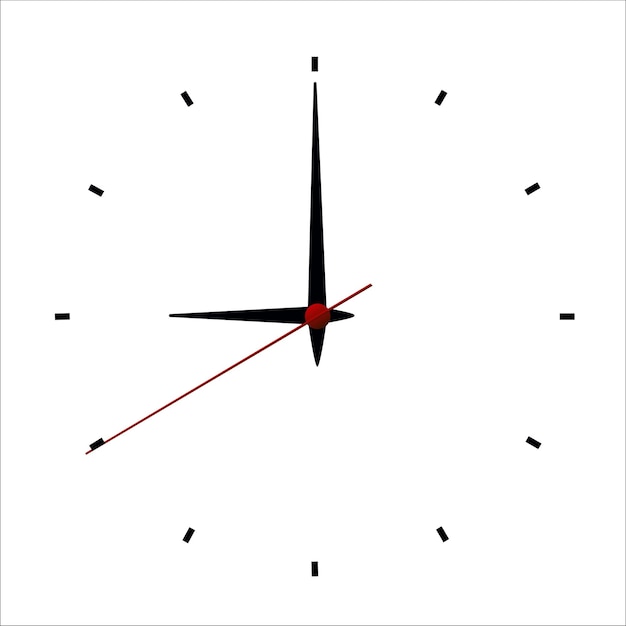 Clock face with shadow on white background Vector illustration