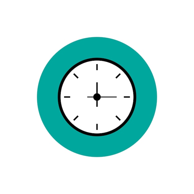 Icona di vettore di stile piano dell'orologio. illustrazione vettoriale del tempo.