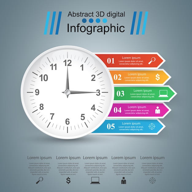 Clock icon. business infographics.