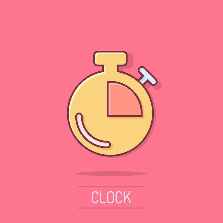 Vector clock icon in comic style watch cartoon vector illustration on isolated background timer splash effect business concept