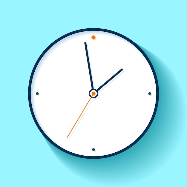 Clock icon in flat style timer on blue background Fine lines Business watch