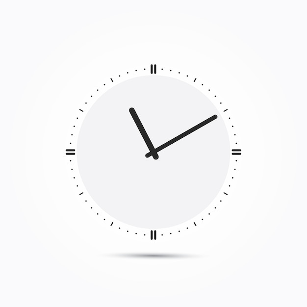 Clock icon on gray background.