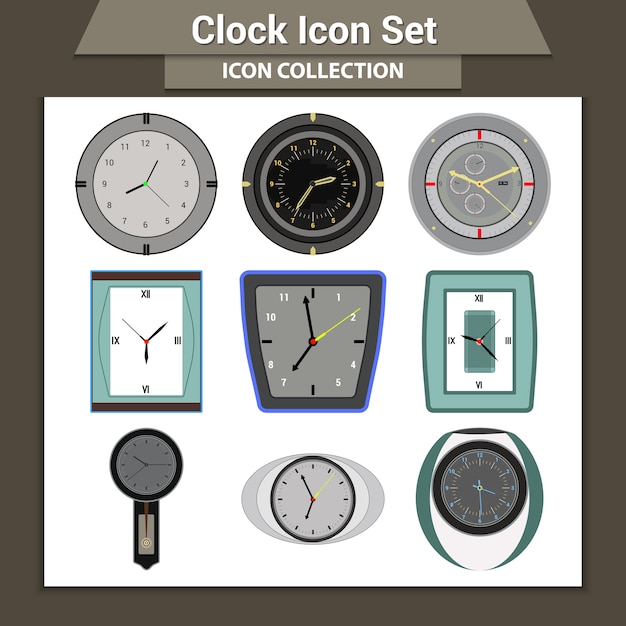 Vector clock icon set
