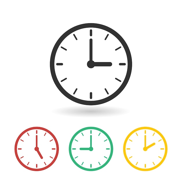 Икона часов и икона времени изолированы на белом фоне Векторная иллюстрация
