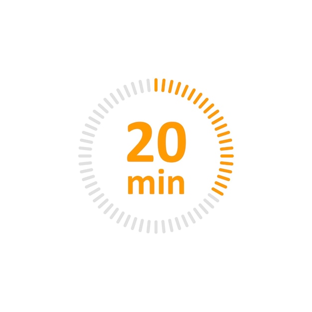 Clock icon vector illustration Timer sign 20 min on isolated background Countdown sign concept