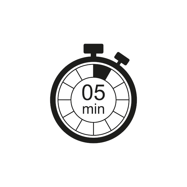 Clock icon vector illustration Timer sign 5 min on isolated background Countdown sign concept