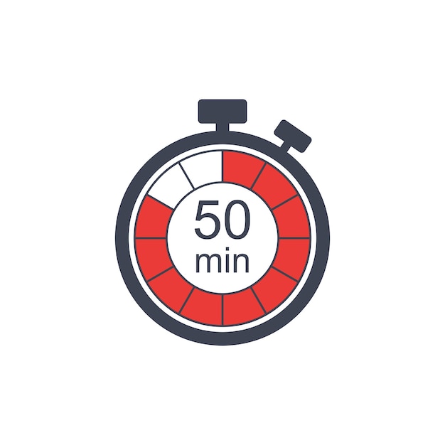clock icon vector illustration timer sign 50 min on isolated background countdown sign concept