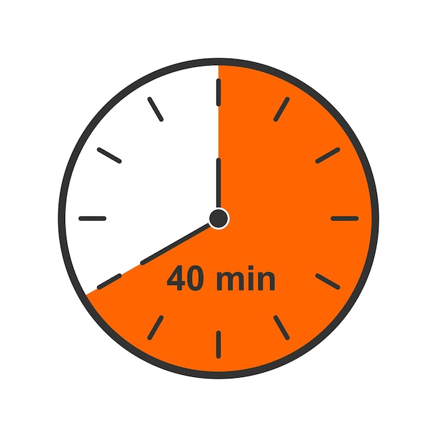 Clock icon with 40 minutes time interval Countdown timer or stopwatch symbol