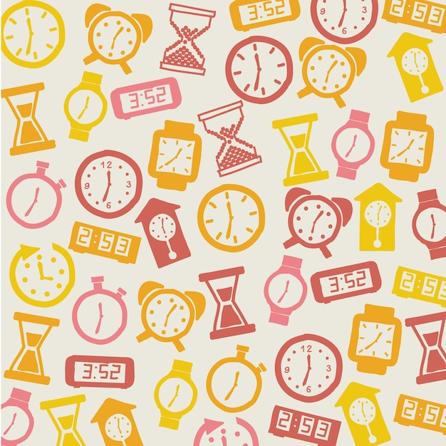 Vector clock icons over beige background vector illustration