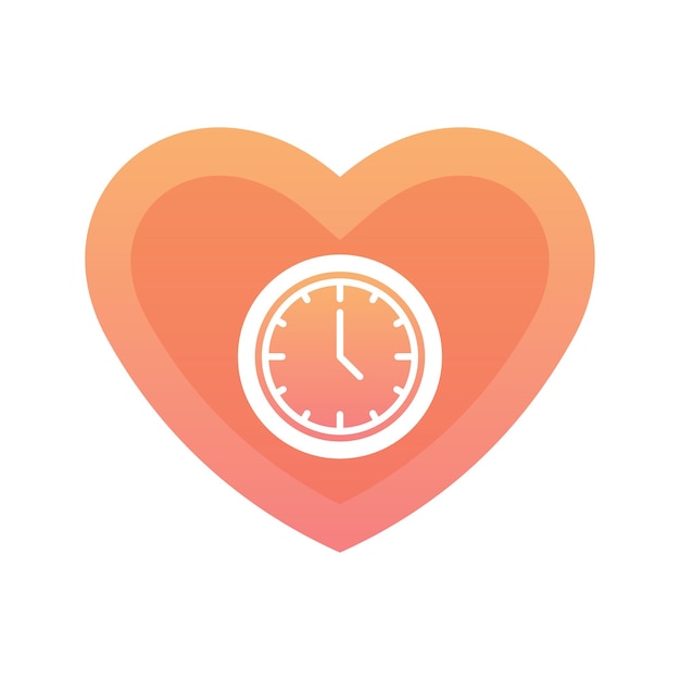 Elemento dell'icona del modello di progettazione del gradiente di logo di amore dell'orologio