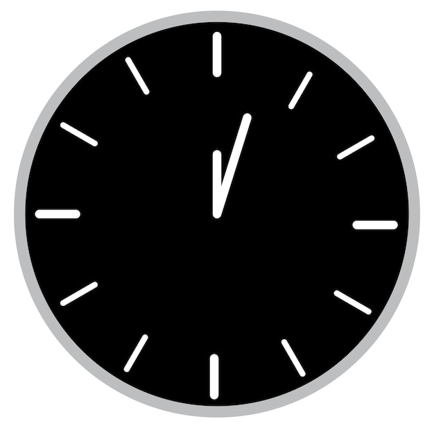 Vector clock midnight time black and white icon