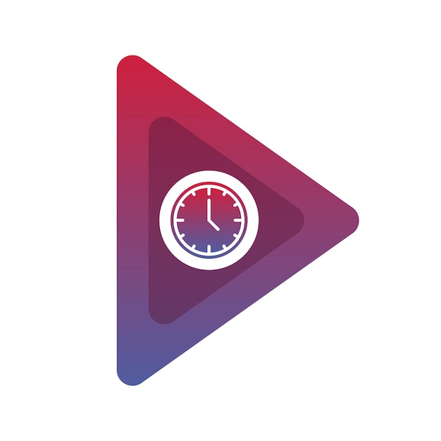 Clock play logo gradient design template icon element