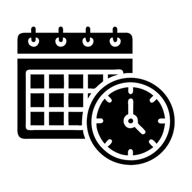 Clock and Schedule Calendar Icon on White Background for Time Management and Productivity