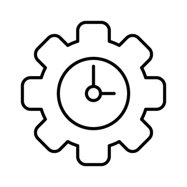 Clock setting gear automation outline icon vector illustration