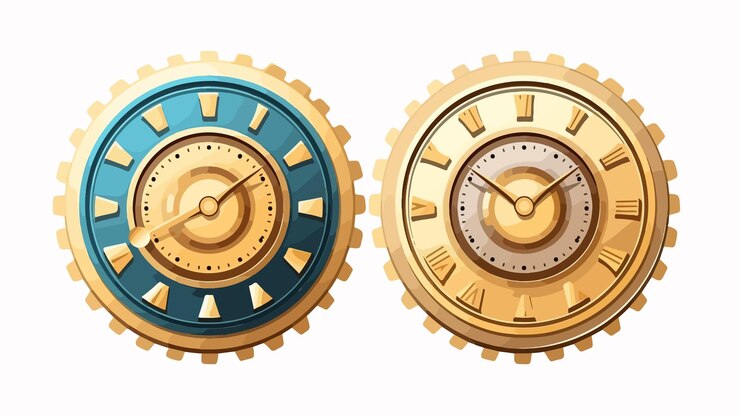 Vector clock settings icon cartoon vector illustration