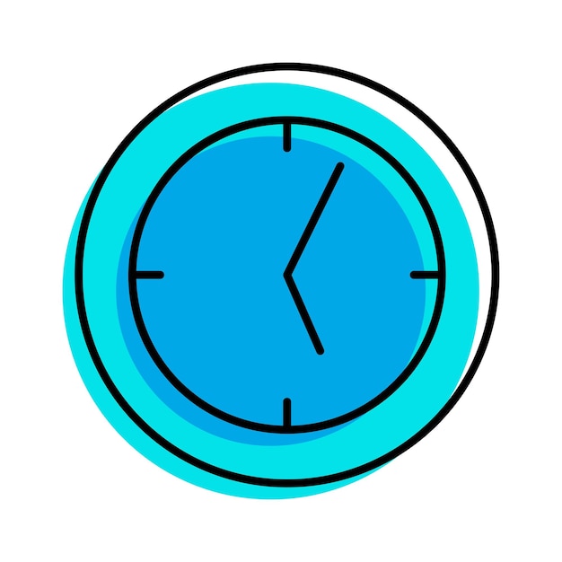 Clock time outline blue icon vector illustration