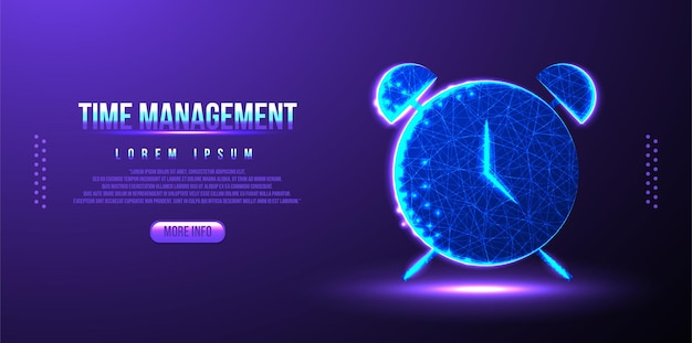 Vector clock, timer, time, management low poly wireframe mesh design