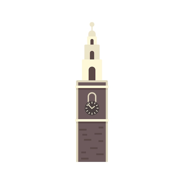 Vector clock tower icon flat vector big ben building old clock tower isolated