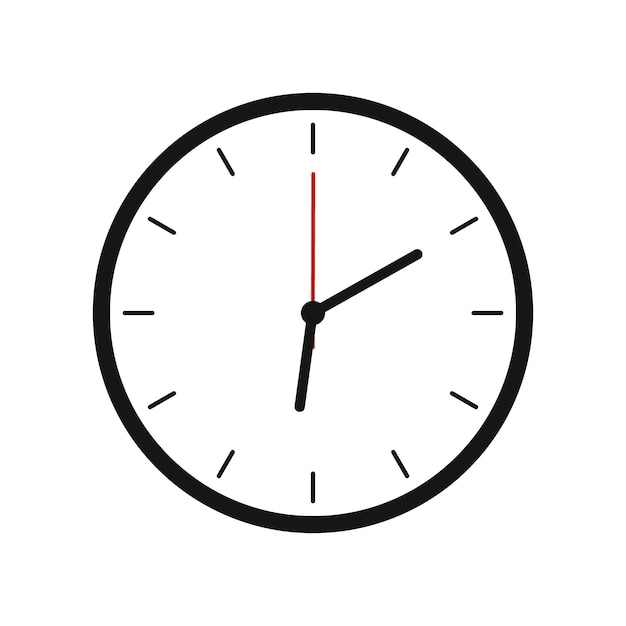 ベクトル 白い背景の上の時計のベクトル図。オフィスの時計のイラスト。カウントダウンクロックカウンタータイマー。カウントダウンアートデザイン。 eps 10