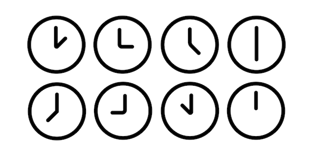 Vector clock vector line icon set. business watch. clock with different times.