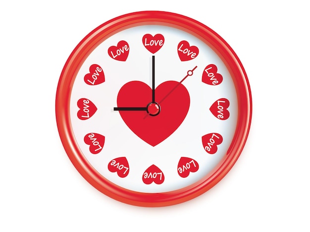 Clock with hearts. Realistic   illustration